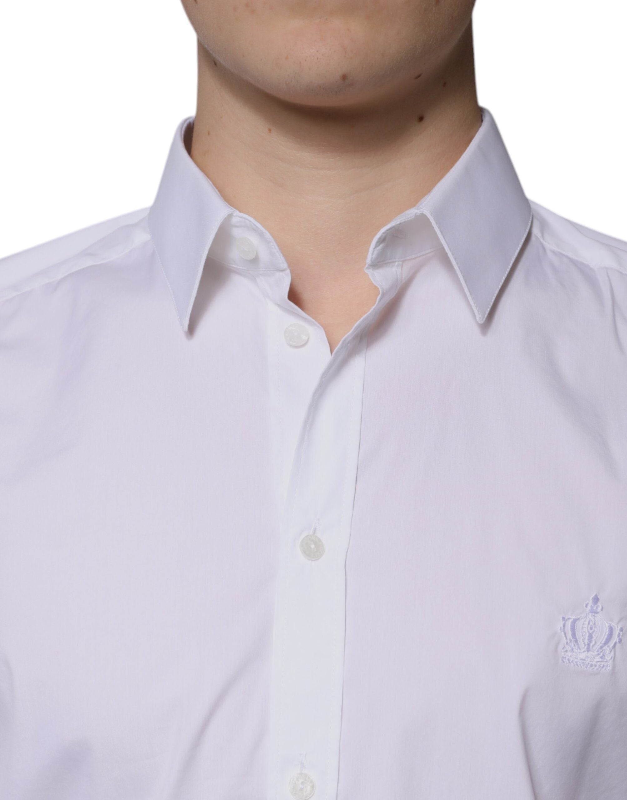 Dolce & Gabbana White cotton shirt with long sleeves GOLD